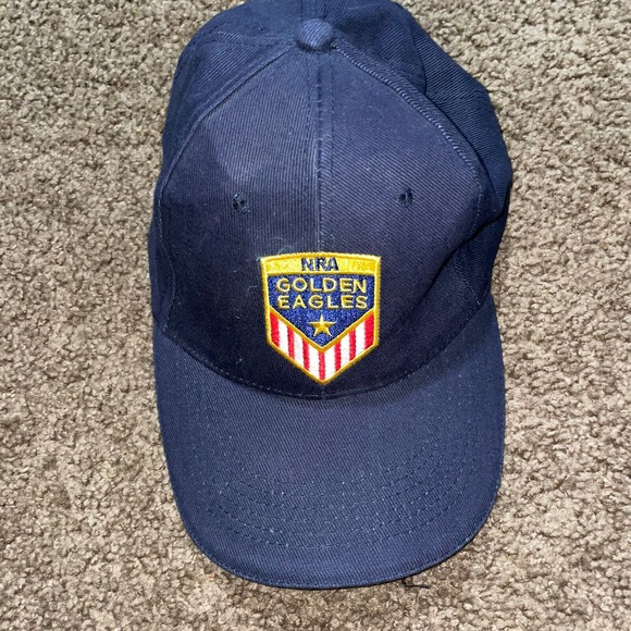 NRA‎ National Rifle Association Golden Eagles Shield Blue Strapback Baseball Hat - Picture 1 of 3